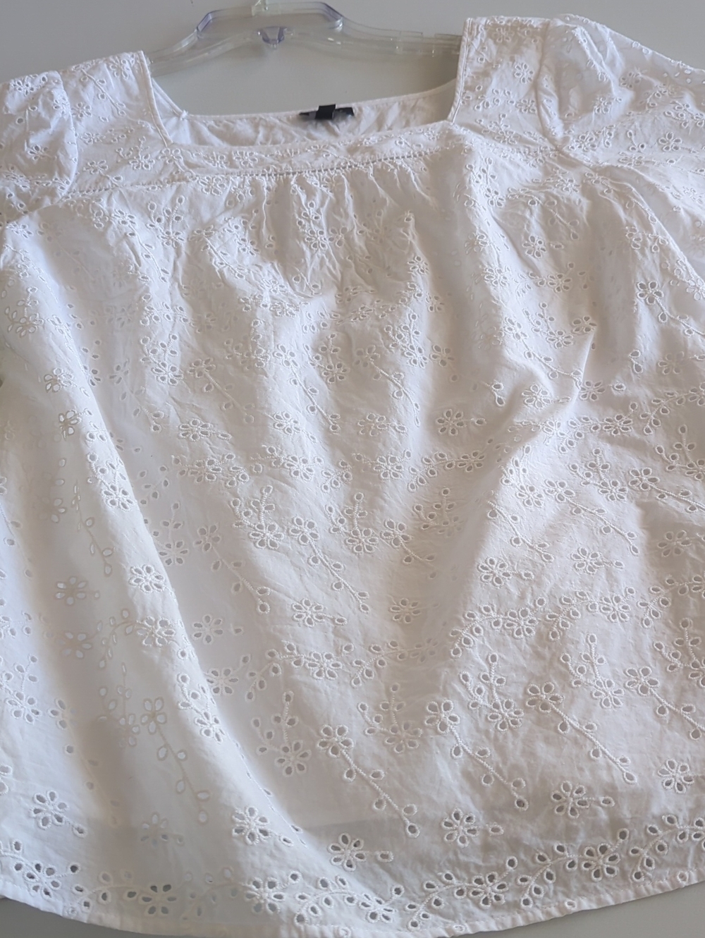Talbots White Eyelet Square Neck Blouse Size Large